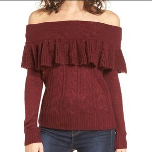 HYFVE Burgundy Off The Shoulder Sweater NWT